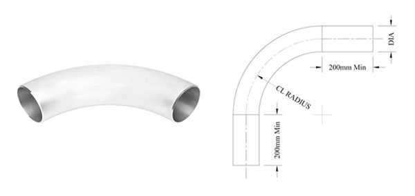 ASME B16.9 Buttweld Long Radius Pipe Bend dimensions