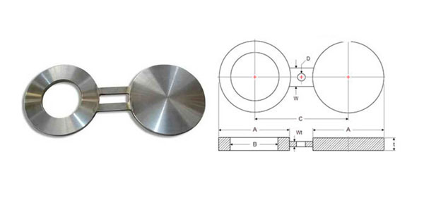 ANSI B16.5 / ASME B16.47 Spectacle Blind Flange Dimensions
